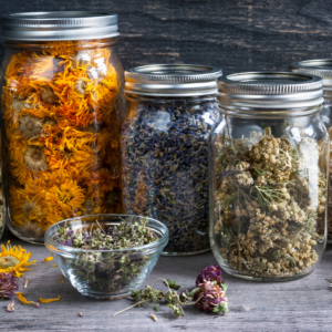 herbal storage herbs in jars